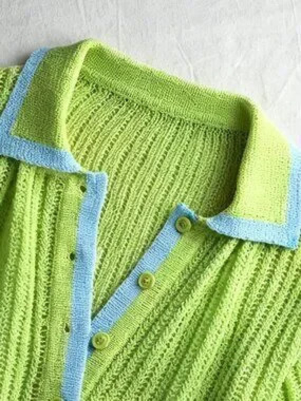 Green Casual Women's Semi-Sheer Round Neck Button Front Knit Sweater cardigan